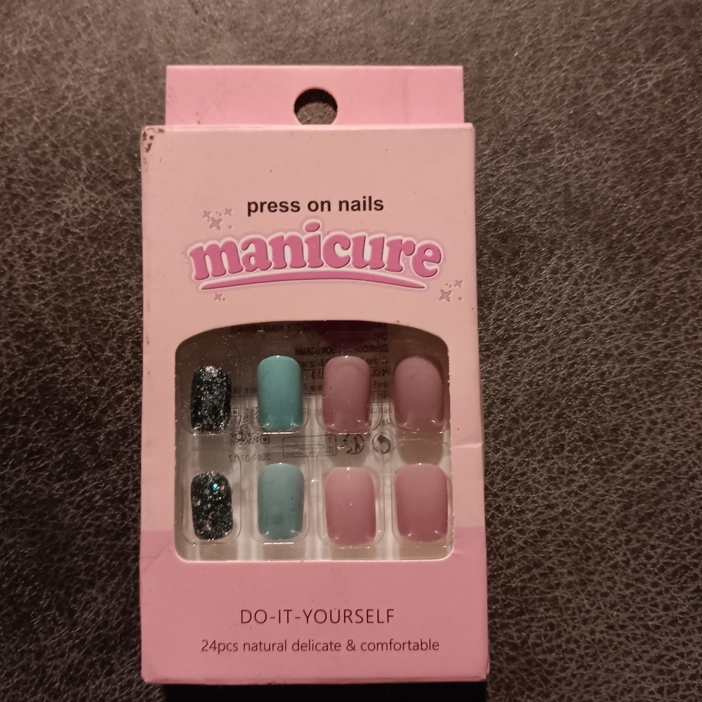 Press On Nails Set - Pink, Blue, Glitter